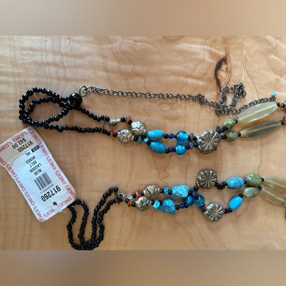 Chico’s belt, vintage, NWT, Blue Lagoon Belt mixed metals and stones. 2 strands - Picture 7 of 13